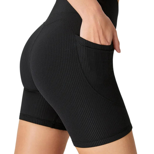 Wallace Athletics Women’s High-Waist Yoga Shorts - Ribbed Fitness Workout Shorts for Gym, Running, Pilates, Squats & Activewear - Comfortable & Moisture-Wicking