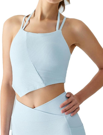 Wallace Athletics Women’s Ribbed Angled Tank Top - Seamless Sleeveless Sports Tank for Running, Fitness, Yoga & Casual Wear - Moisture-Wicking & Supportive