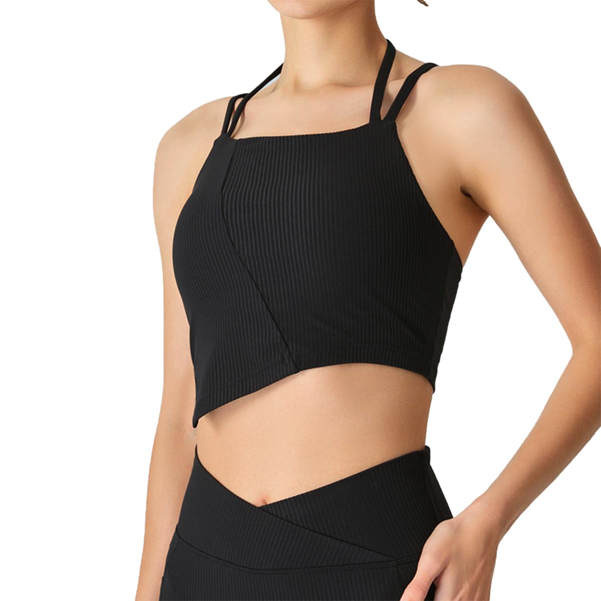 Wallace Athletics Women’s Ribbed Angled Tank Top - Seamless Sleeveless Sports Tank for Running, Fitness, Yoga & Casual Wear - Moisture-Wicking & Supportive