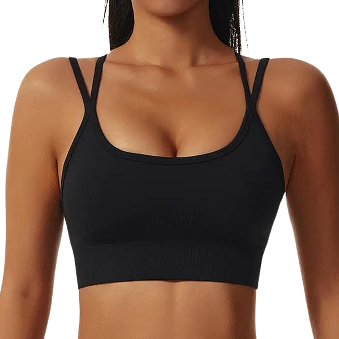 Women’s Crisscross Back Sports Crop Top - Supportive Workout Tank for Gym, Yoga & Fitness with Removable Pads - Breathable Stretch Nylon Spandex For Women