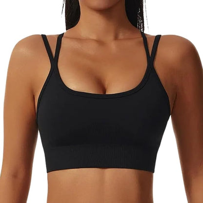 Women’s Crisscross Back Sports Crop Top - Supportive Workout Tank for Gym, Yoga & Fitness with Removable Pads - Breathable Stretch Nylon Spandex For Women