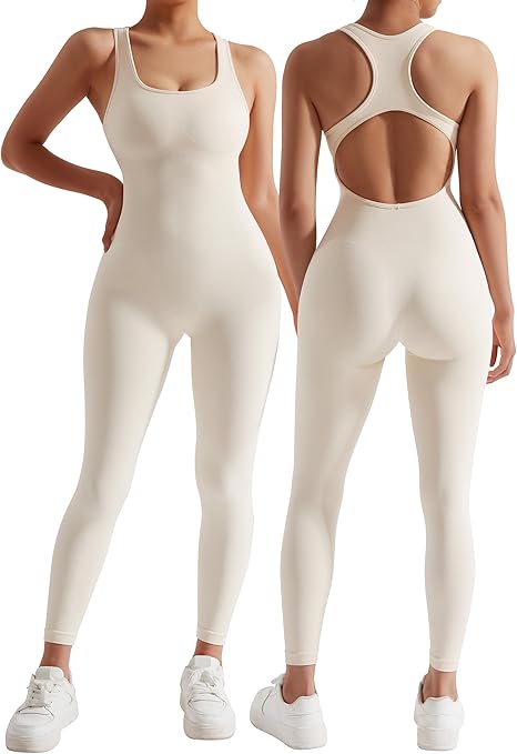 Wallace Athletics Maddie Bodysuit for Women - Stretchable Backless Workout Bodysuit with Tummy Control & Butt Lift - Ultra Comfortable Gym & Yoga Jumpsuit