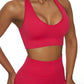 Custom Solid Color ribbed Sport halterTop
