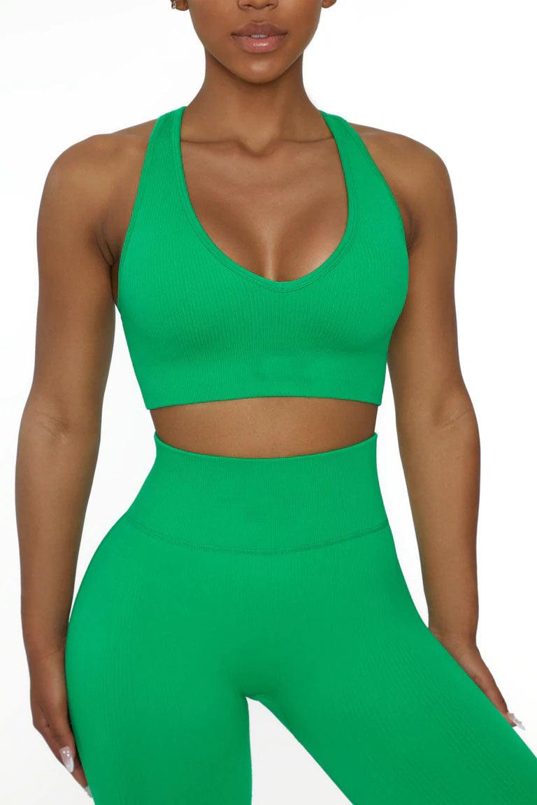 Custom Solid Color ribbed Sport halterTop
