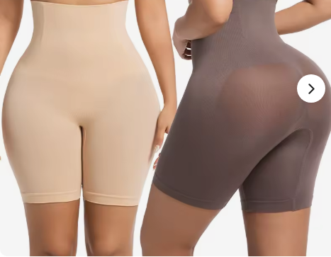 High-waisted shapewear shorts in beige and brown